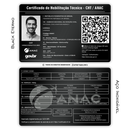 Cartão CHT ANAC com foto de metal inoxidável black preto gravado a laser premium - frente e verso. Melhor que PVC.
